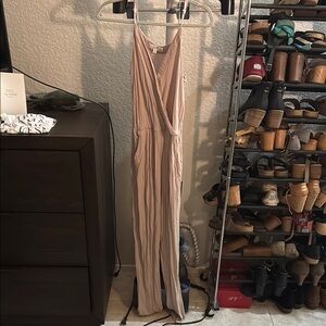 Beige Sleeveless Jumpsuit